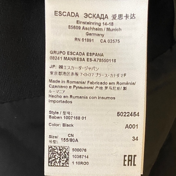 Escada Women's Black Textured Blazer Size 34 - Picture 7 of 8